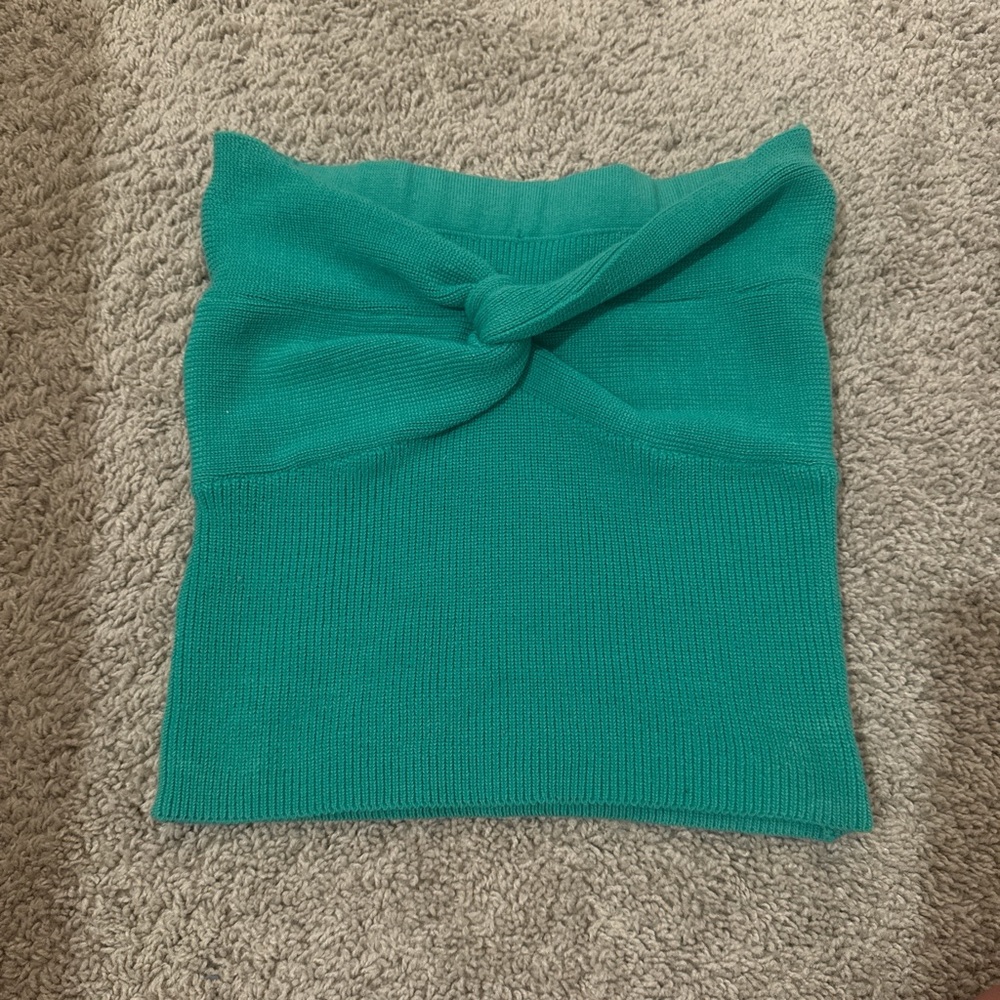 SHEIN Teal Knotted Tube Top